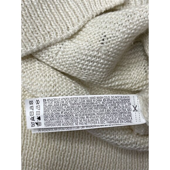 Forever 21 Plus Cream Knit Cardigan Puff Sleeve Button Front Sweater 0X - Picture 3 of 8